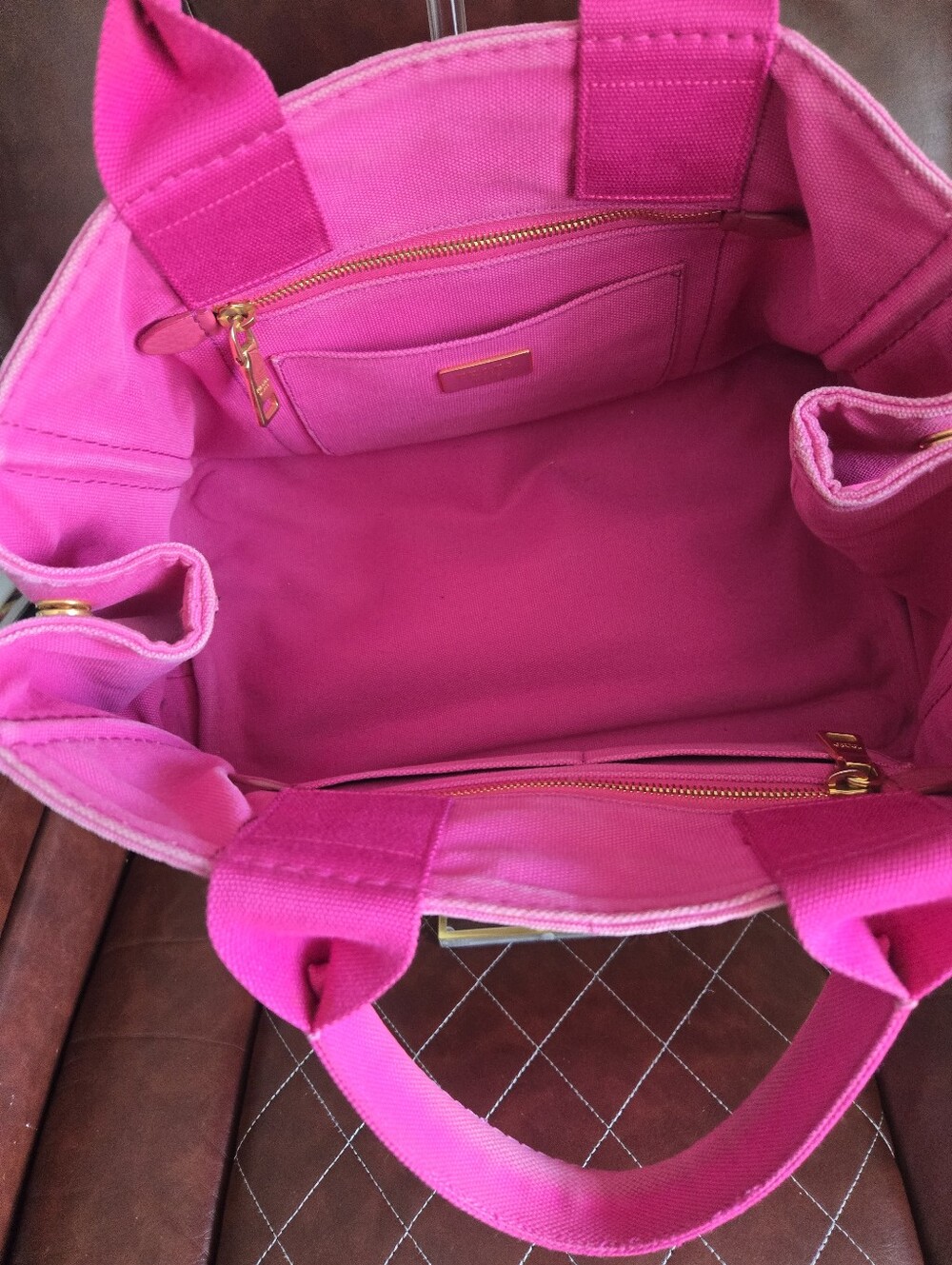 Prada Milano Pink Canvas Tote Bag - Picture 9 of 9